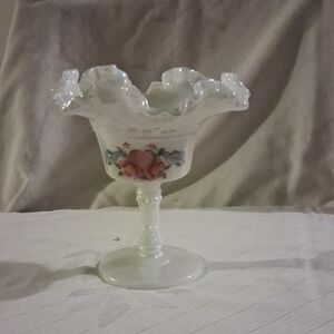 Fenton Iridescent White Glass Vase